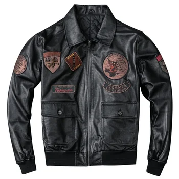 Plus Size 5XL Men's Biker G1 Air Force Pilot Jacket Genuine Leather Sheepskin Thicken Warm Vintage Classic Coat