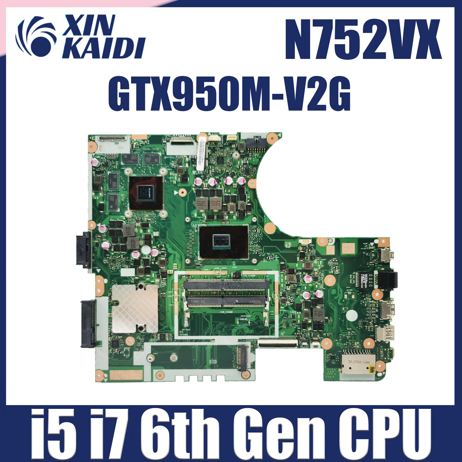 N752VX Notebook Mainboard For ASUS Vivobook N752V N752VX N752VW Laptop Motherboard With i5-6300HQ i7-6700HQ CPU GTX950M