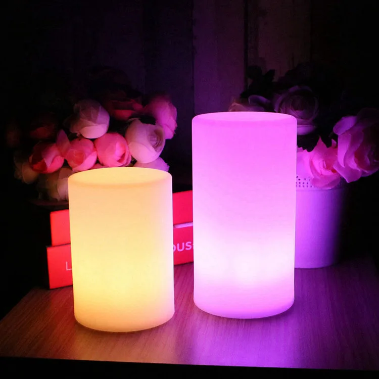 LED remote control colorful night lamp creative rechargeable table lamp bedside lamp small cylindrical table lamp for bedroom