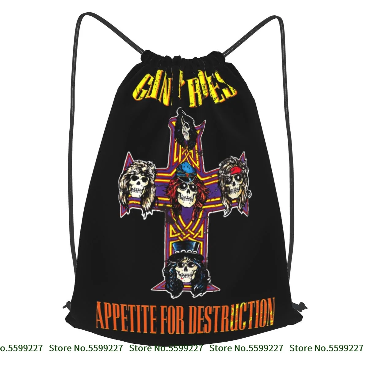 Amplified Guns N Roses Appetite Tour Drawstring Backpack Newest Art Print Personalised Clothes Backpacks Sports Bag