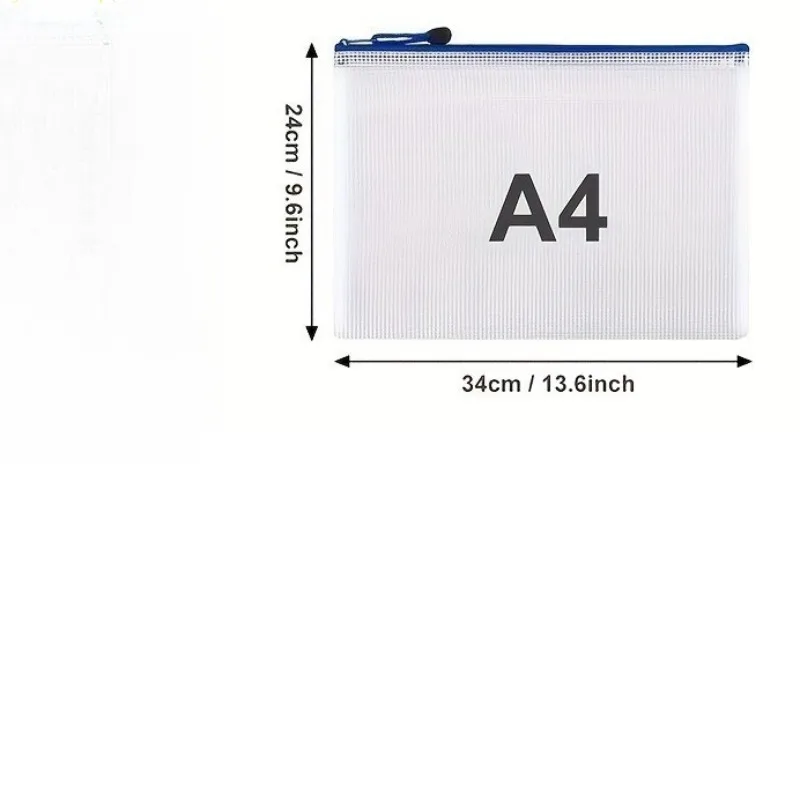 5/10Pcs A4 Mesh Zipper Bags Multipurpose File Document Storage with Handles Drawstrings Portable Durable for Travel Study Office