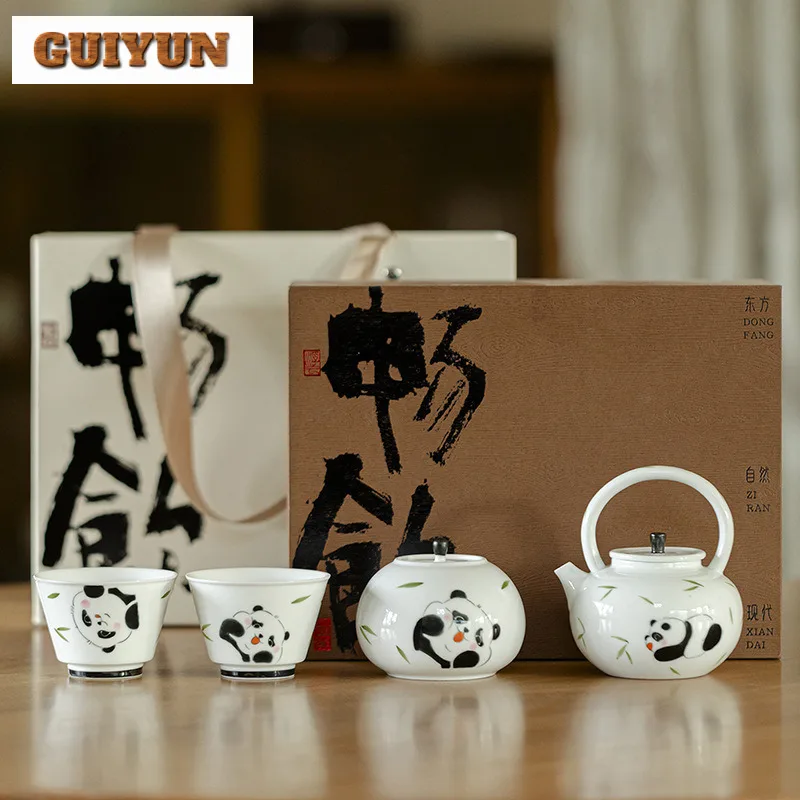 

Hand-painted Panda Tea Set Complete Set Vintage Tea Ceremony Set Tea Soaking Teapot and Tea Cup Set Drinkware Accessories Gift