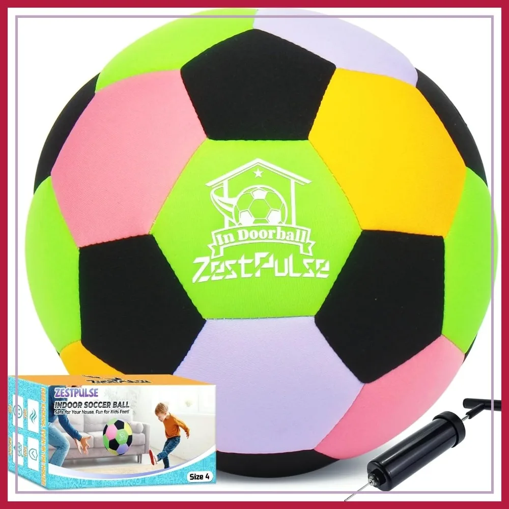 

Indoor Soft Soccer Ball Size 4 for Kids Silent Training