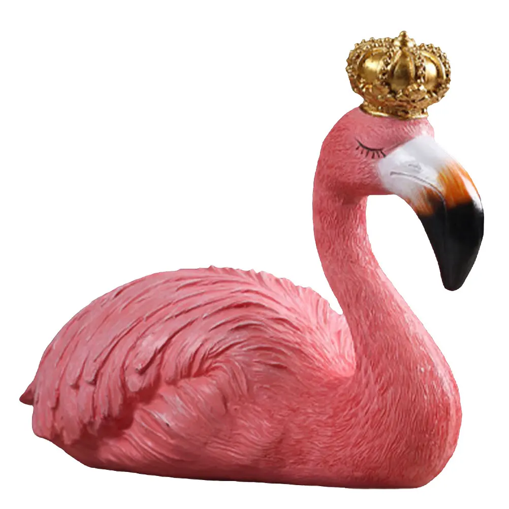 Steady Standing Crown Couple Flamingo Crafts Resin Animal Layout Simulation Birds Ornament Desktop Home Office Decor N17-01b