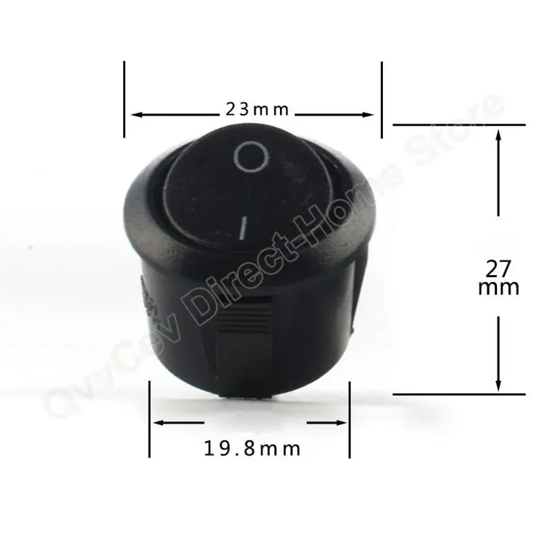 2Pin Terminals ON/OFF Round Boat Rocker Switch LED 6A 250VAC 10A 125VAC Power Push Button Switch Black White