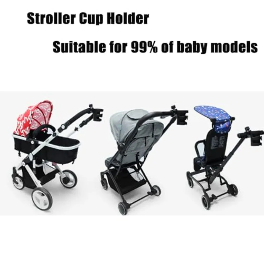 Stroller Cup Holder, Universal Cup Holder for Bike, Wheelchair, Walker, Scooter Durable Black Plastic, Easy Installation, Wide