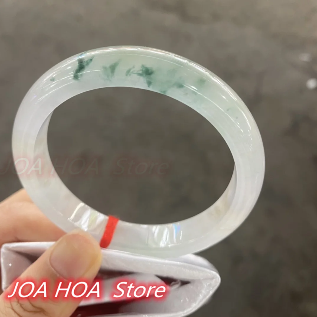 

New Latest Popular Natural Floating Flower Jadeite Bangle High Quality Jade Bracelet Handring Fine Jewelry