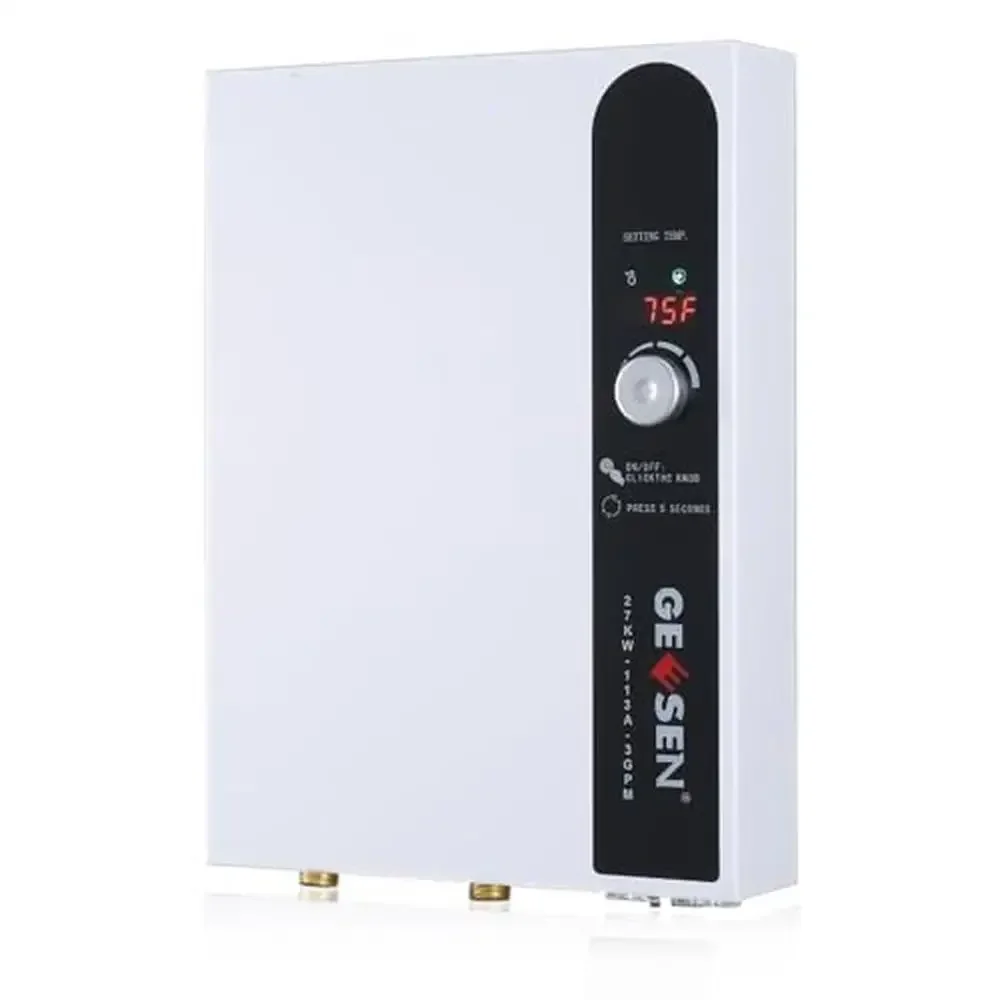 27KW 240V Electric Tankless Water Heater Digital Temperature Display Endless Hot Water Whole House Showers 114A Commercial Use