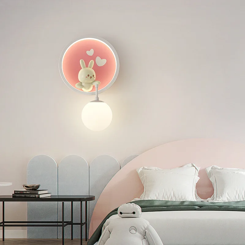 

Прикроватная лампа для спальни, креативный кремовый ветер, мультяшный медведь, облако, лампа для спальни, теплая детская комната, фон, настенная декоративная лампа