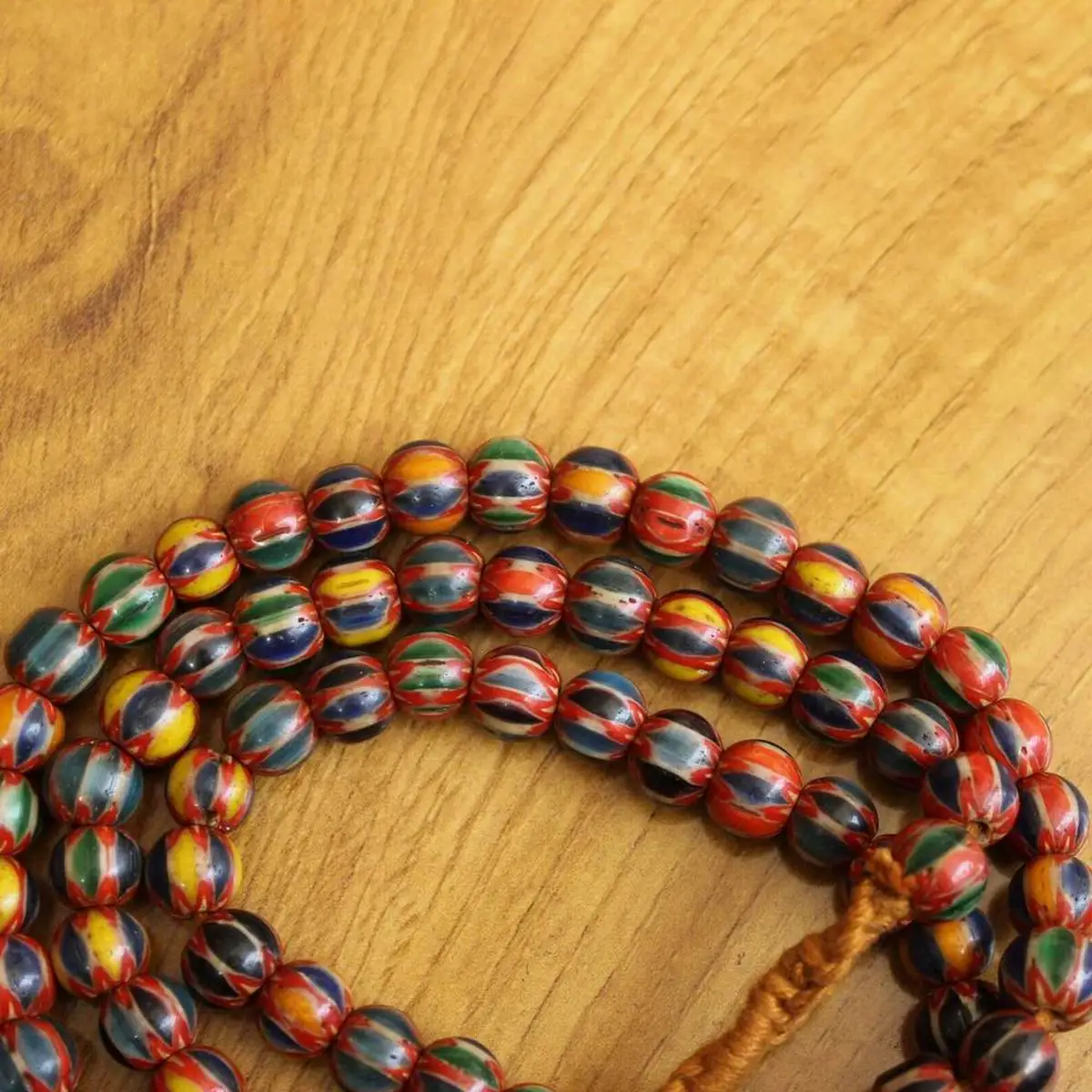 BD261 Nepal Handmade Antiqued Trade Lampwork 10mm Glass Beads Strand Tibetan Colorful Beaded Necklace