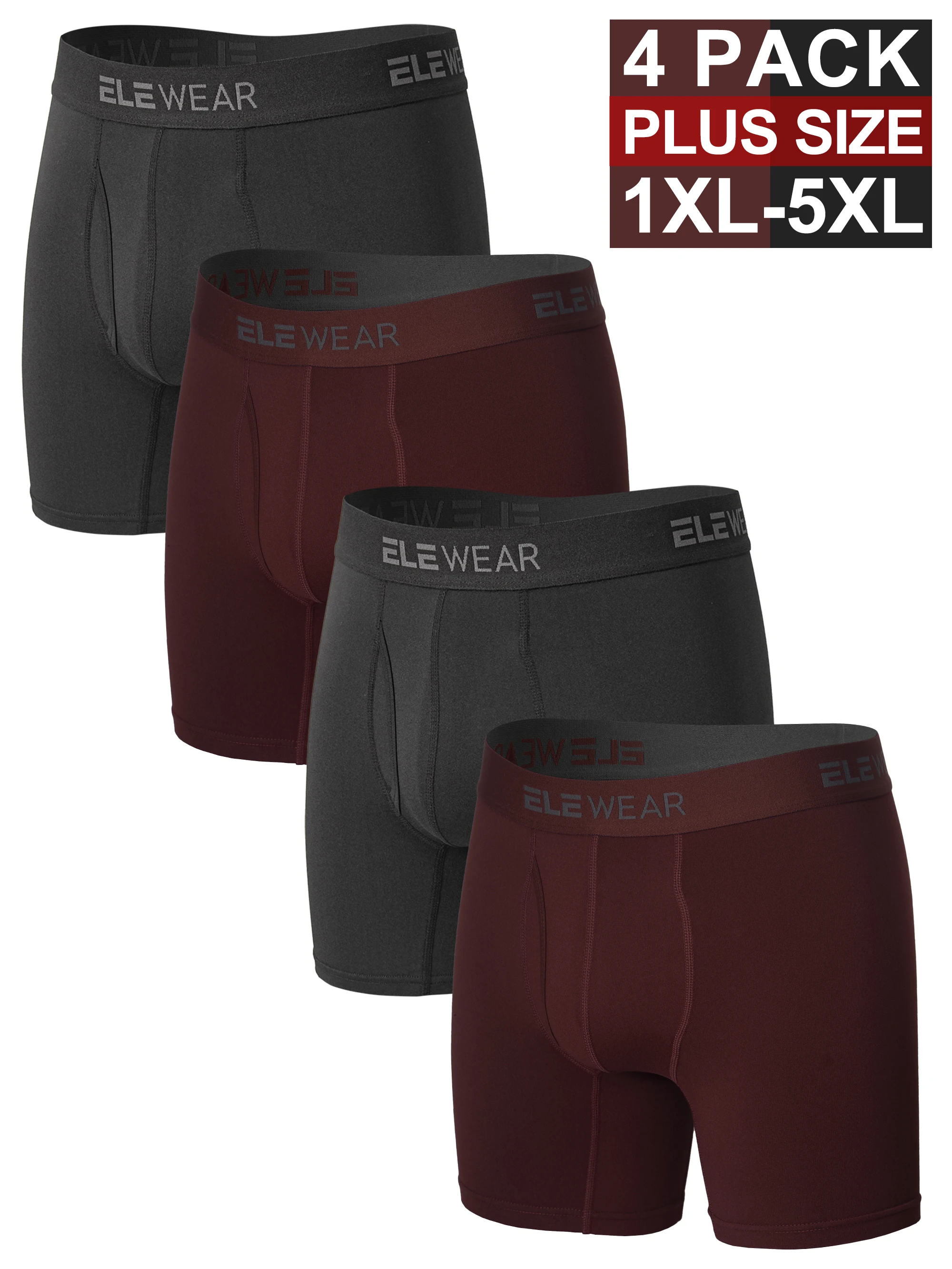 4 حزمة الرجال الملابس الداخلية مع افتتاح تنفس الرجال Boxershorts الرجال سراويل داخلية حجم كبير 1XL-5XL الرطوبة فتل
