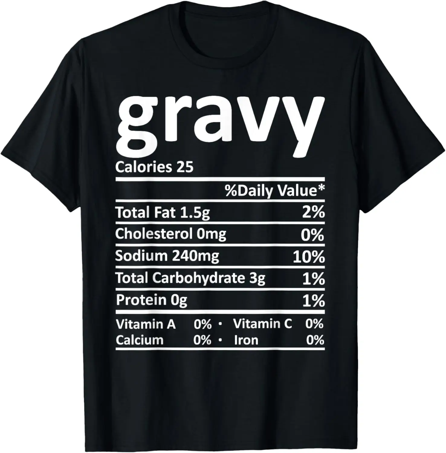 

Gravy Nutrition Thanksgiving Costume Food Facts Christmas T-Shirt