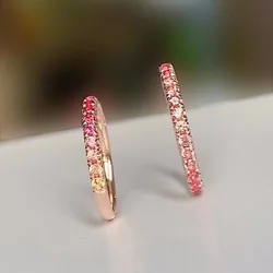 925 Sterling Silver Set Papalacha Sapphire Eternity Ring Pink Tourmaline Gemstone Infinite Finger Band Wedding Rings For Women