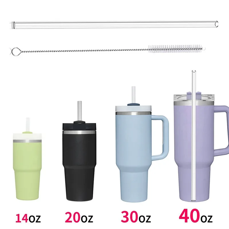 Replacement Straw Compatible with Stanley 20 Oz 30 Oz 40 Oz Cup Tumbler, 6 Pack Reusable Straws with Cleaning Brush