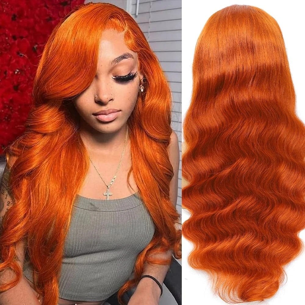 Orange Ginger 13x4 Lace Front Human Hair Wigs Body Wave 13x6 HD Lace Frontal Wig Loose Wave Brazilian Transparent Lace Wig