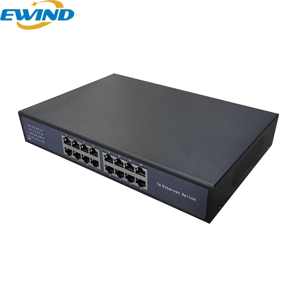 Imagem -04 - Ewind-switch Ethernet 16 Portas 100 1000mbps Switch de Rede Full-duplex para Câmera ip sem Fio ap ai Inteligente