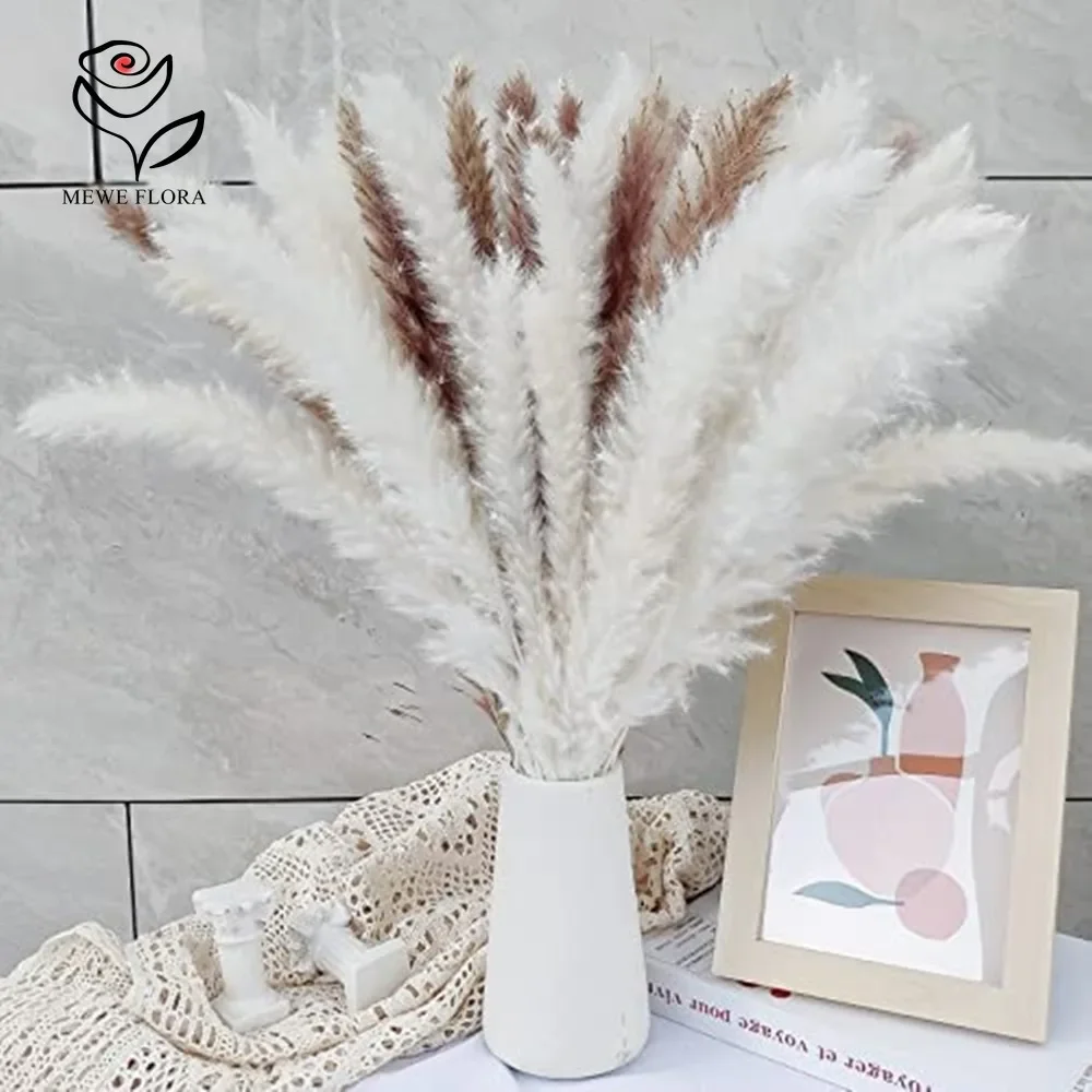 

20PCS Fluffy Pampas Dried Flowers Bouquet Bohemian Home Decor Arrangement Artificial Flowers Christmas Wedding Vase Decoration