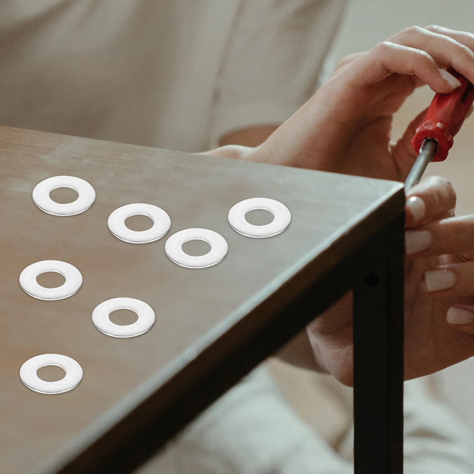 

50Pcs 304 Stainless Steel Flat Washers Stable Accurate Assembly for Industrial Mechanical Repair Washers Kit 1/4 Flat Washer