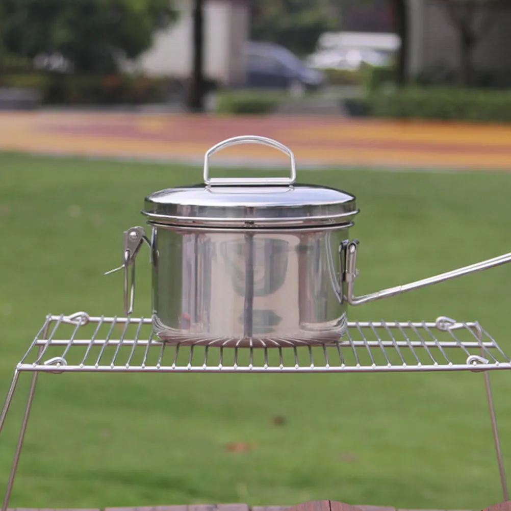

Stainless Steel Lunch Box Food Container Leakproof Bento Round Containers Metal Student Boxes Foldable Handle