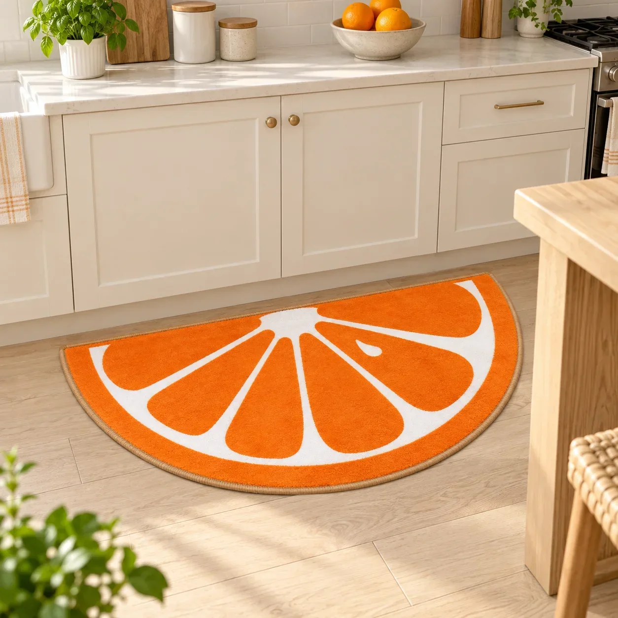 Orange Slice Irregular Shaped Area Rug, Soft Non Slip Floor Mat for Bedroom Living Room Entryway Nursery Reading Corner Modern