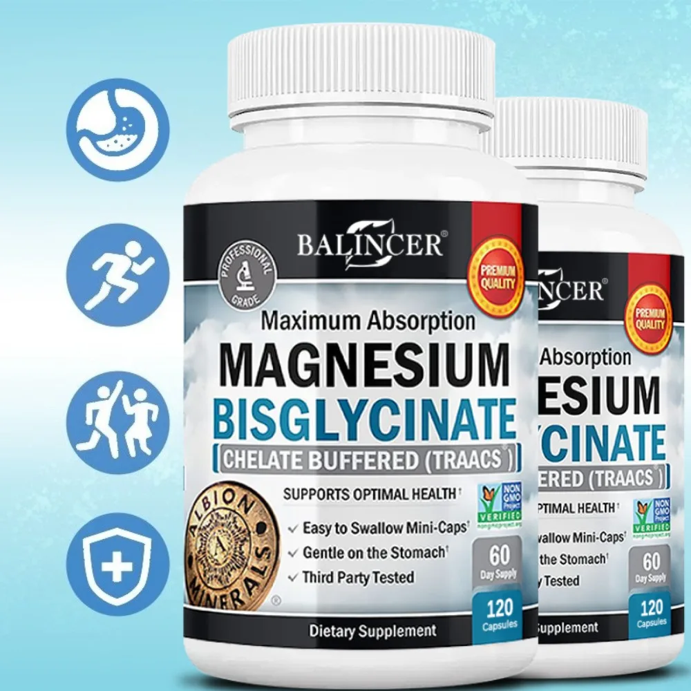 Maximum Absorption Magnesium Bisglycinate Supplement for Women and Men, Sleep, Muscle, Bone & Joint Support - Non-GMO