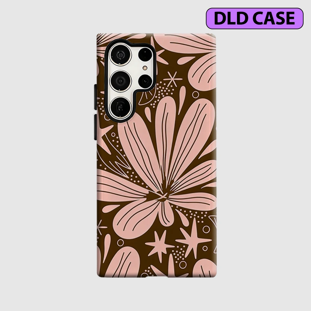 Boho Floral Phone Case for Samsung Galaxy S26 S25 Ultra S24 S23 Ultra Plus Shockproof Double Layer Tough Back Cover