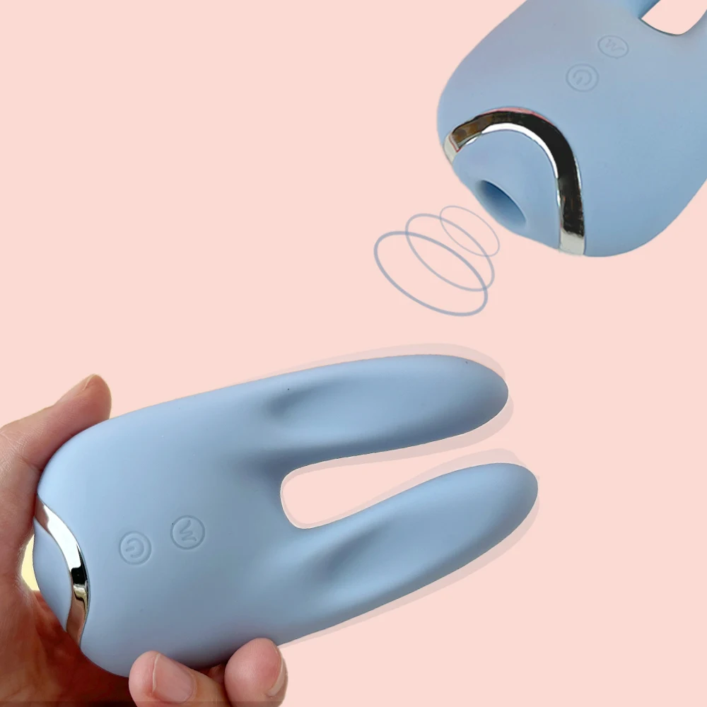 Vibrador de conejito azul con motores duales, succión y vibración silenciosas, potente masajeador de clítoris para mujeres, juguete sexual Popular para niñas
