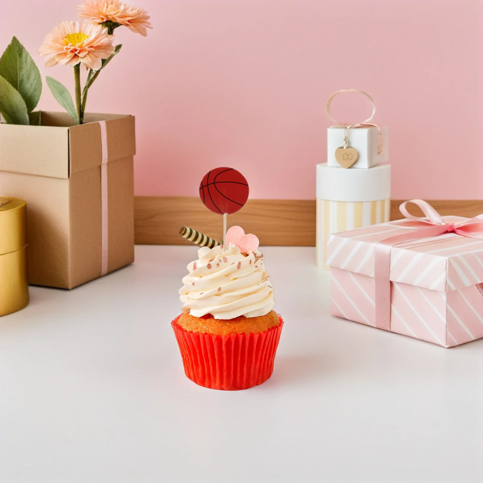 

240Pcs Basketball Cake Decorations - Vibrant Theme Cupcake Toppers for Birthday Party Sports Celebration Centerpiece Table Decor