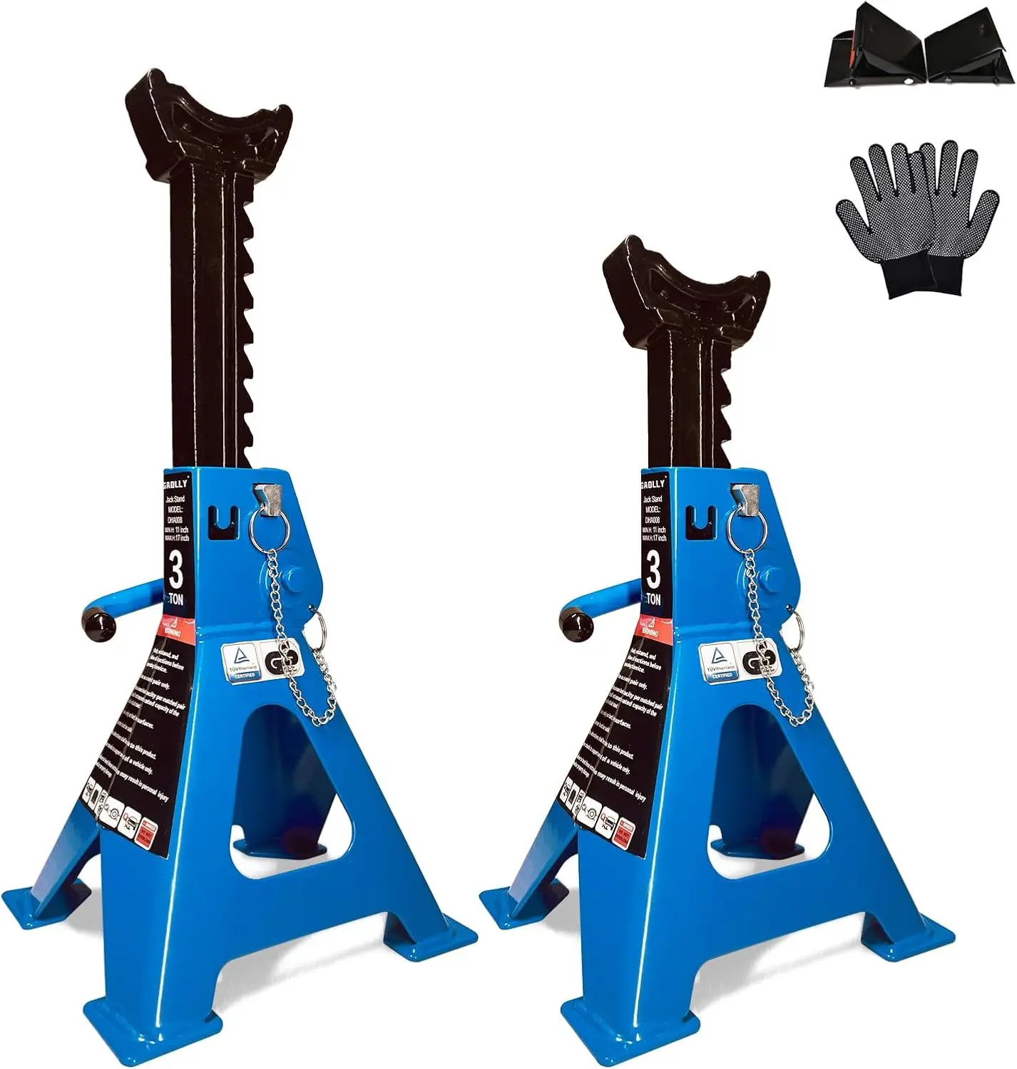 

Домкраты-опоры для автомобилей на 3 тонны с двойной блокировкой, с увеличенной опорной площадкой для внедорожников и минивэнов, из высокопрочной стали, грузоподъемность 6600 фунтов, синие
