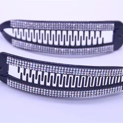 Black Rhinestone  Hair Jewelry Banana Barrettes Fish Hair Claw Clips Hairpins Hair Accessories for Women Clip Clamp Styling Tool