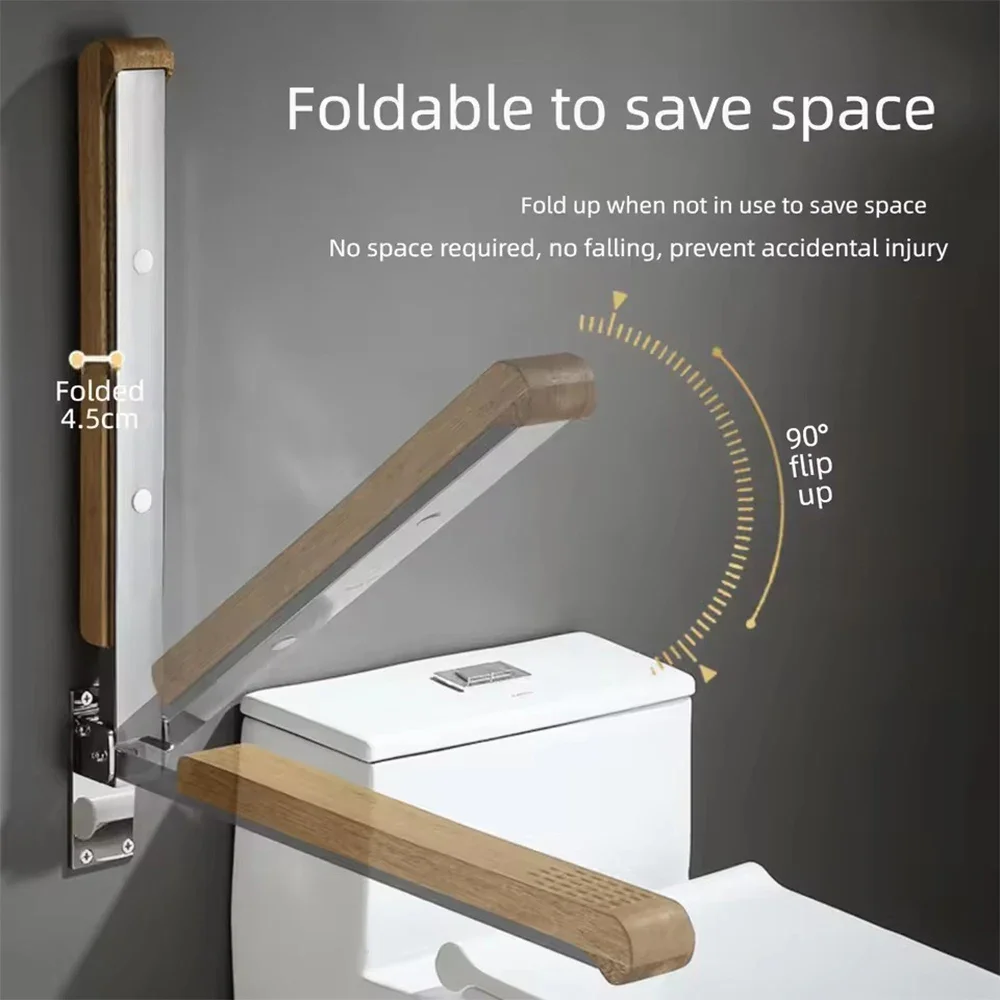 Thicken Fold Stainless Steel Barrier-free Armrest Elderly People Anti-fall Armrest Scroll Up Teak Golden Bathroom Safety Armrest
