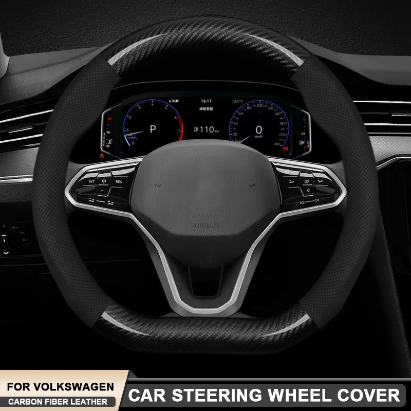 

Car Carbon Fiber Steering Wheel Cover For VW Volkswagen Golf 5 GTI Touran Polo Jetta Passat Tiguan Touareg Magotan Phaeton Bora