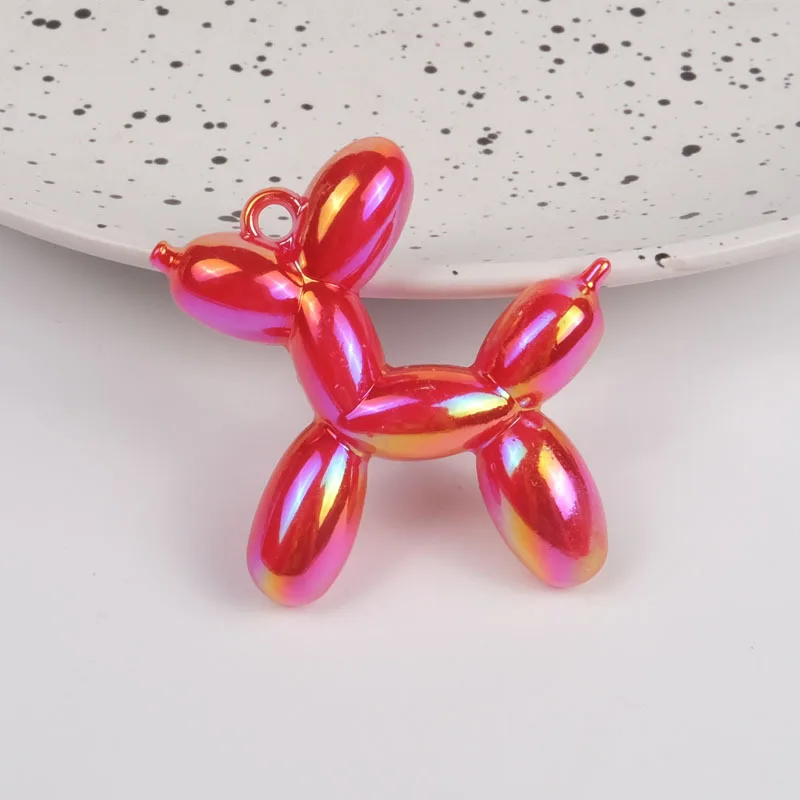 Q Cute Balloon Dog Plated Special Pink Cute Colorful Beads 45mm AB Acrylic DIY Pendant DIY Jewelry Accessories Charms