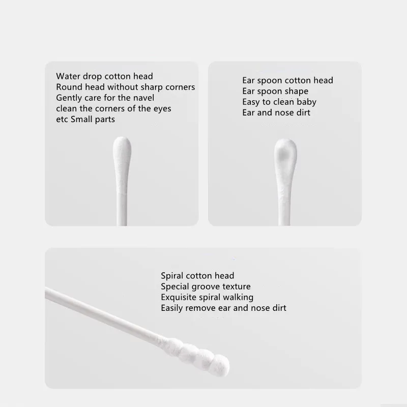 2 PCS Baby swabs baby special infant newborn ear cleaning nose shit cotton swab earpick ultra-fine double-headed