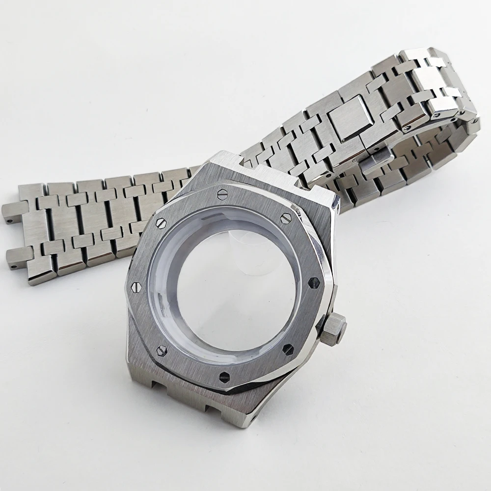 42mm Watch Case MOD Kit Stainless Steel Octagonal Automatic Case Bracelet Sapphire Back Fit NH34 NH35 NH38 NH70 NH72 Movement