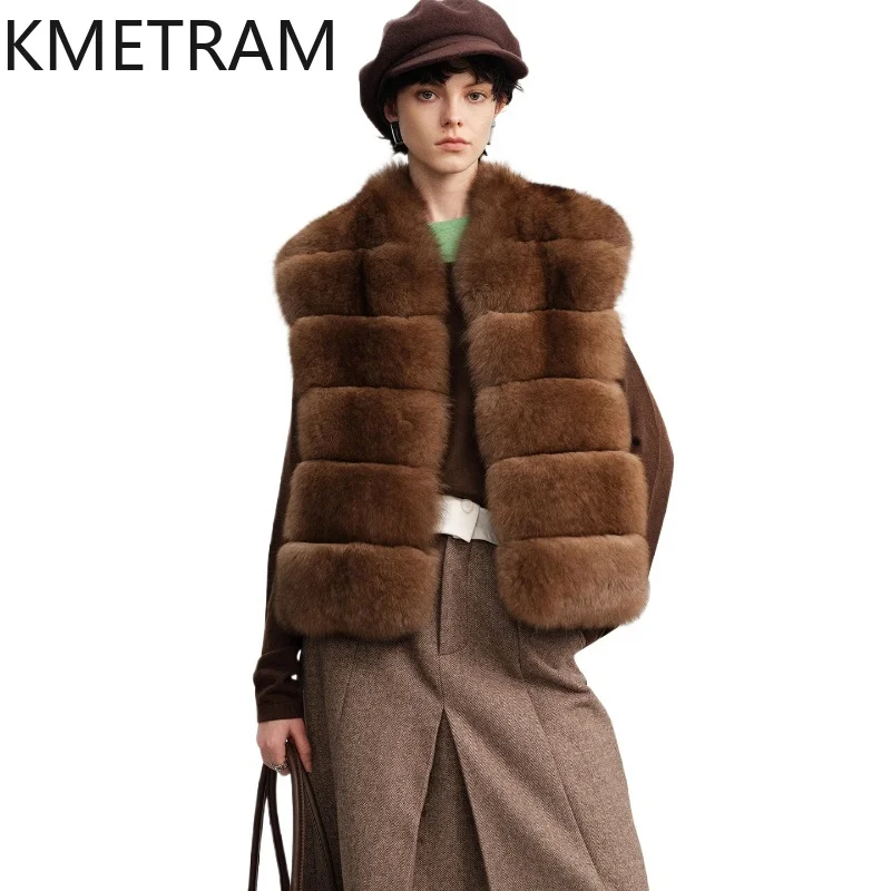 

100% Natural Fox Fur Vest Women Old Money Style Sleeveless Real Fur Coat Woman High Quality Winter Clothes 2025 шуба женская