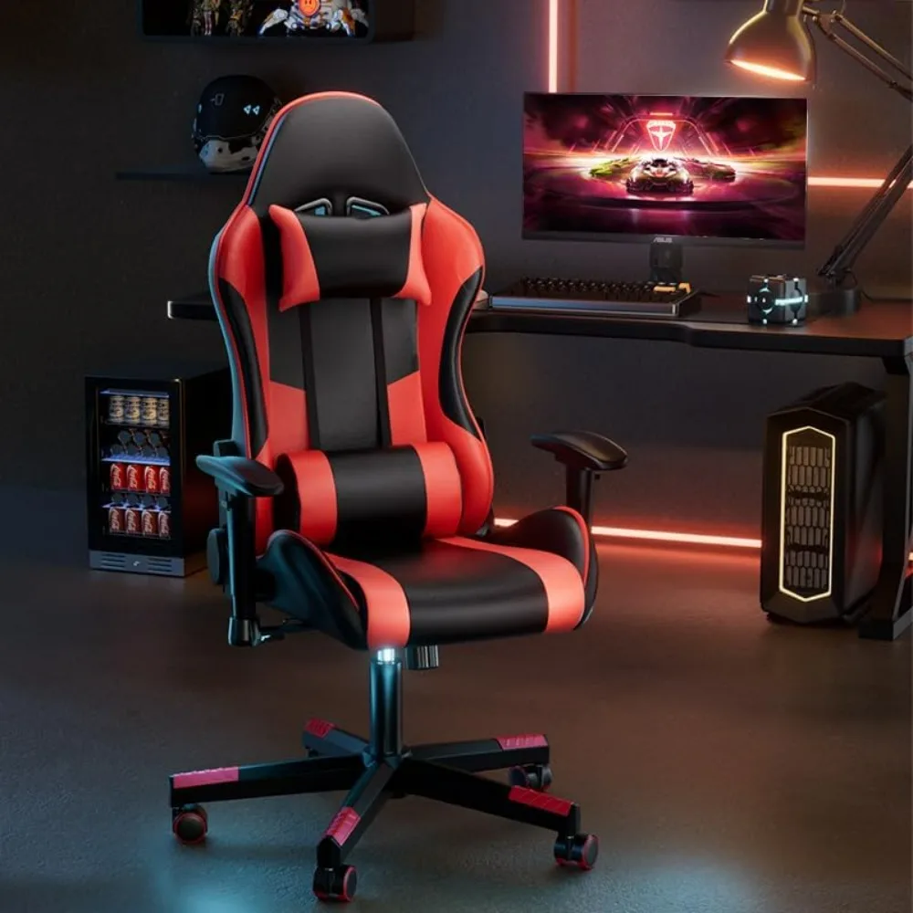 Video Gaming Office Chair High Back Computer Gaming Chair Leather Desk Ergonomic, Game Chair with Adjustable and Swivel