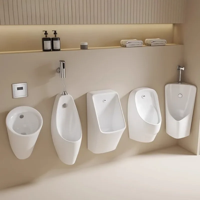 Intelligent sensor urinal triangle wall-mounted hand press men's ceramic corner  integrated