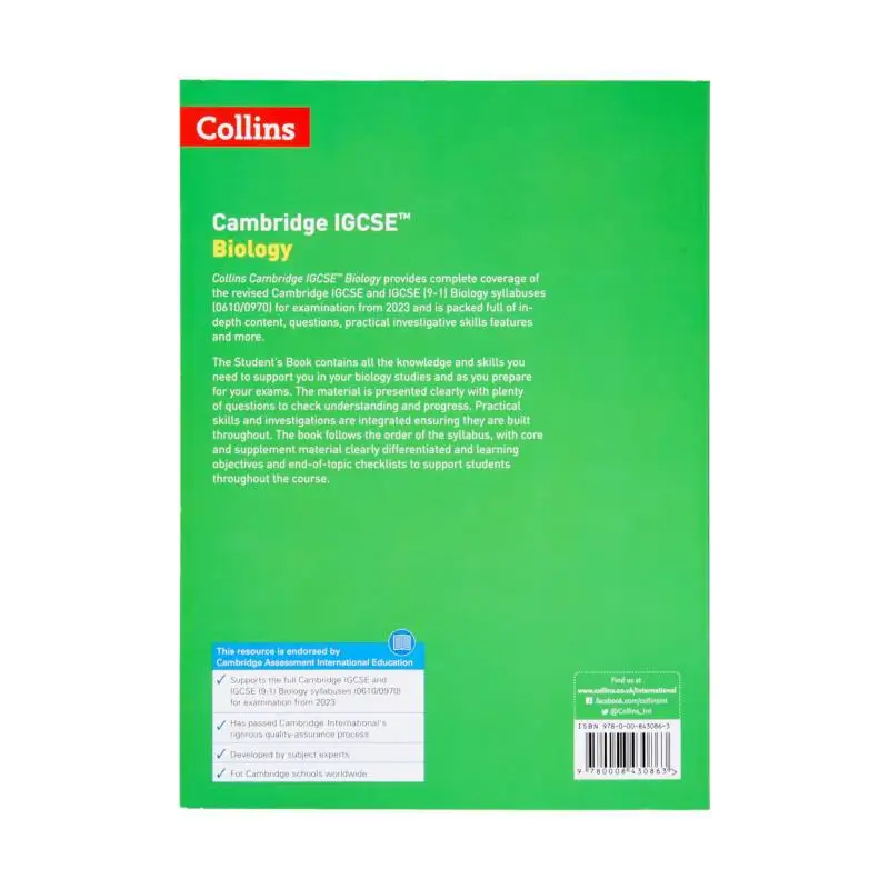 Collins Cambridge IGCSE Biology Students Book Kearsey Sue Harper Collins UK 9780008430863 Book