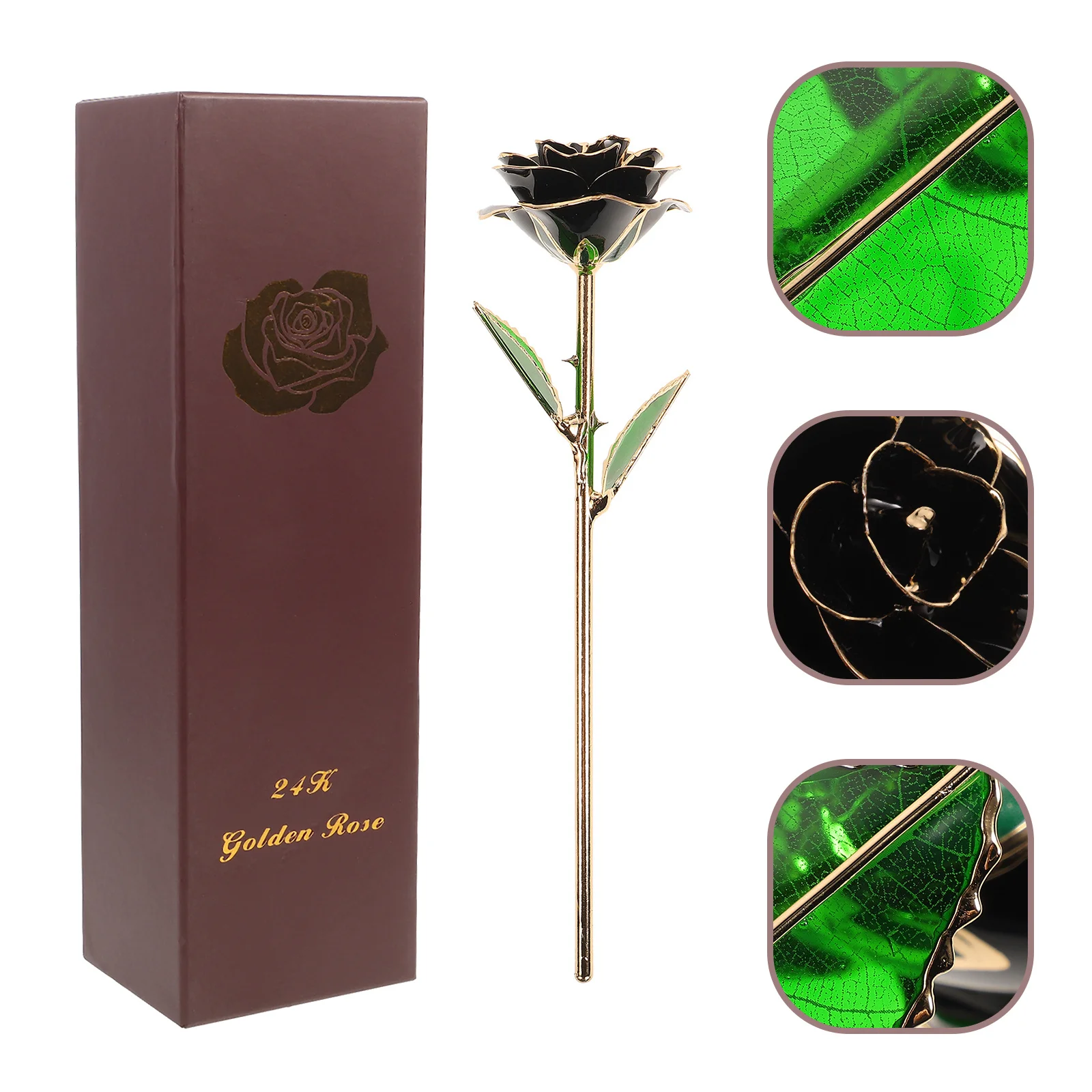 

Rose Flower 24K Gold Lacquered Eternal Love Gift Valentine's Day Anniversary Mother's Day Souvenir Black Rose Flower