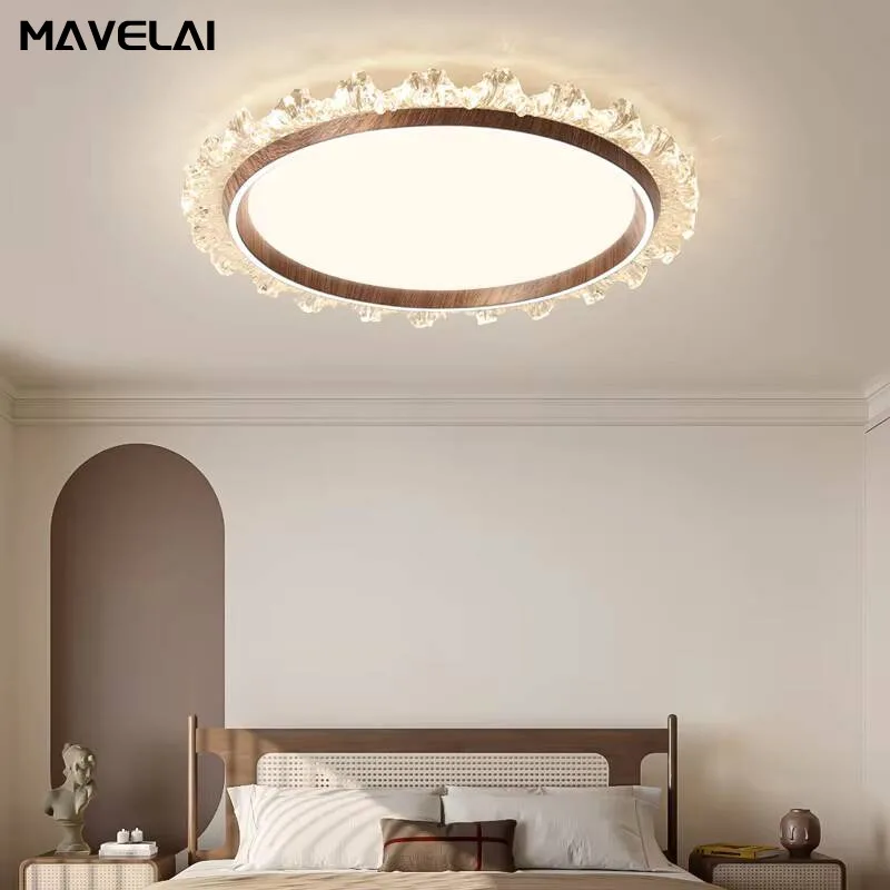 Lampe de plafond créative de style médiéval pour salon, lampe de chambre simple couleur noyer, nouvelle collection 2026, éclairage intérieur principal pour hall de salon