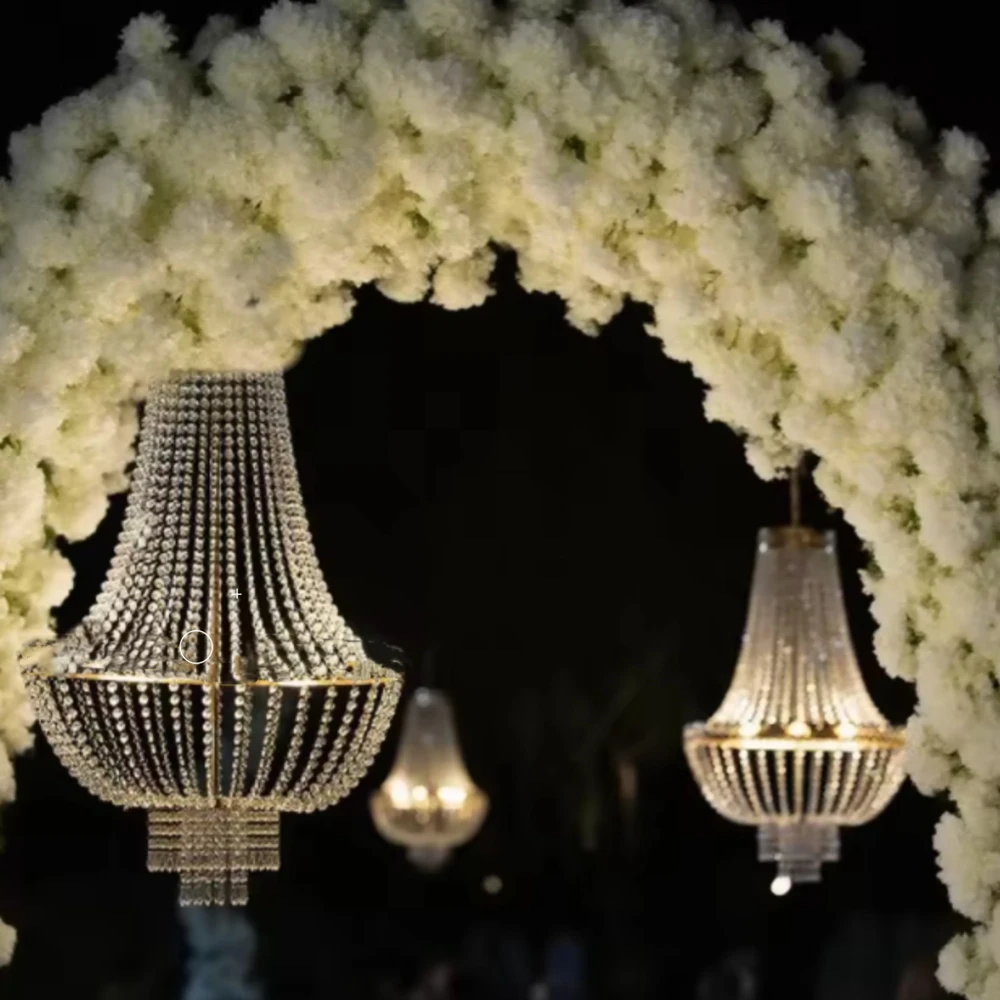 1-10pcs  Custom acrylic bead Wedding Banquet Hall wireless LED Hanging Pendant Lights Candle Vintage Crystal acrylic Chandeliers