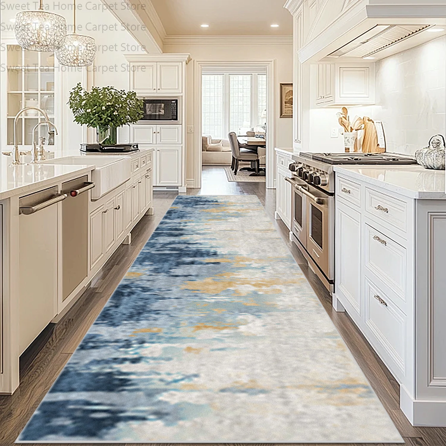 Modern Abstract Kitchen Aisle Carpet Washable Anti Slip Decoration Home Corridor Art Rug Villa Porch Ground Cover Mat Custom