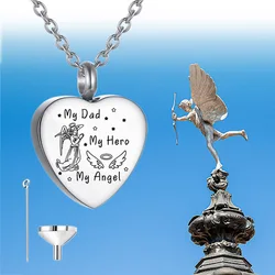 Cremation Urn Necklace for Ashes Angel Wing Keepsake Locket Stainless Steel Cremation Jewelry Waterproof Memorial-My Dad My Hero