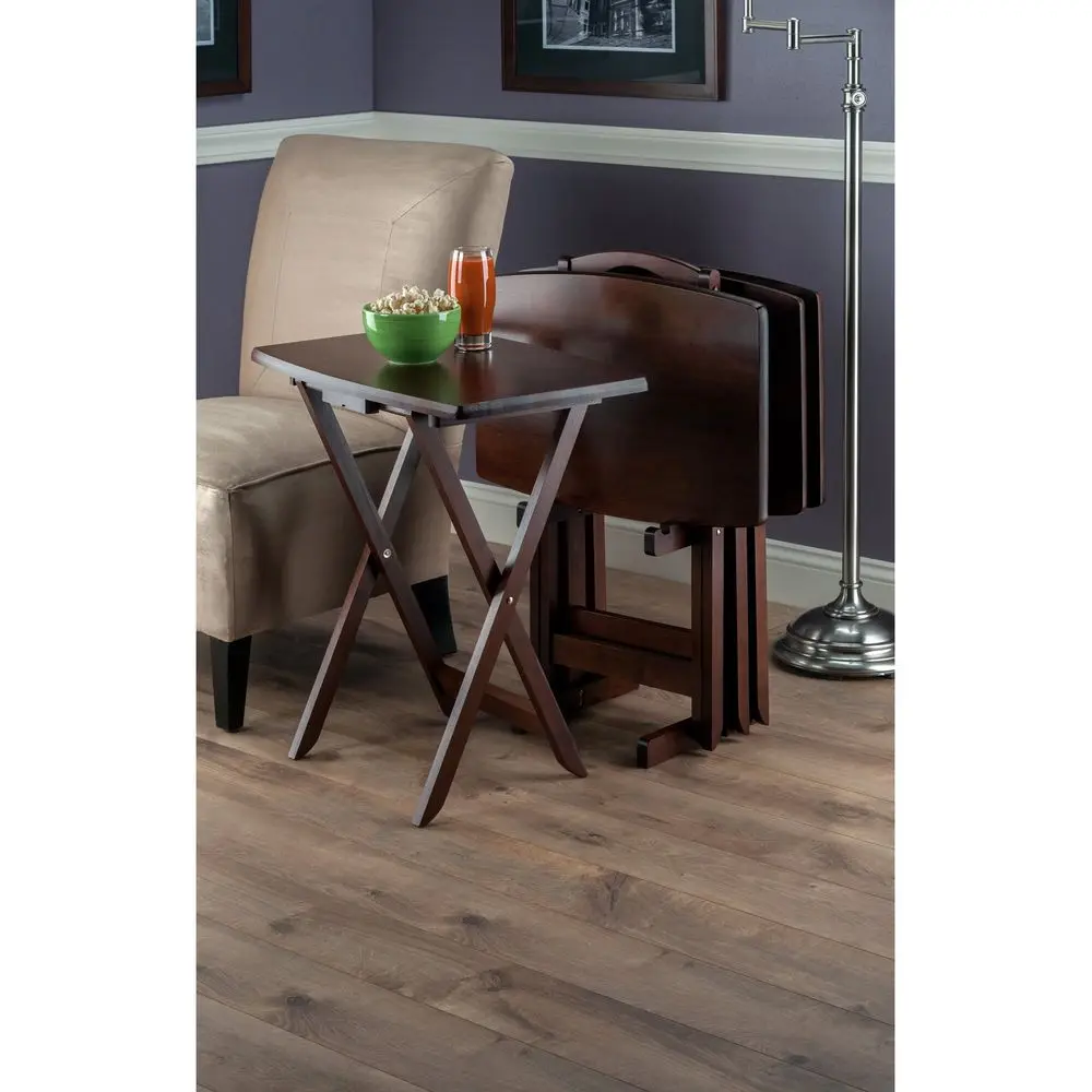 

Set of 4 Rich Walnut Oversize Folding Snack Table 25.5