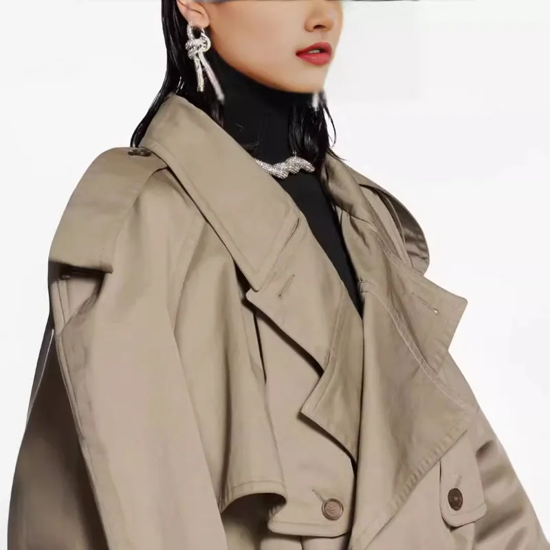 

Women's Autumn Trench Coat Trench Coat Work Double Breasted Short Lacing Leisure Design Retro Niche Thin New Fashion Comfortable
