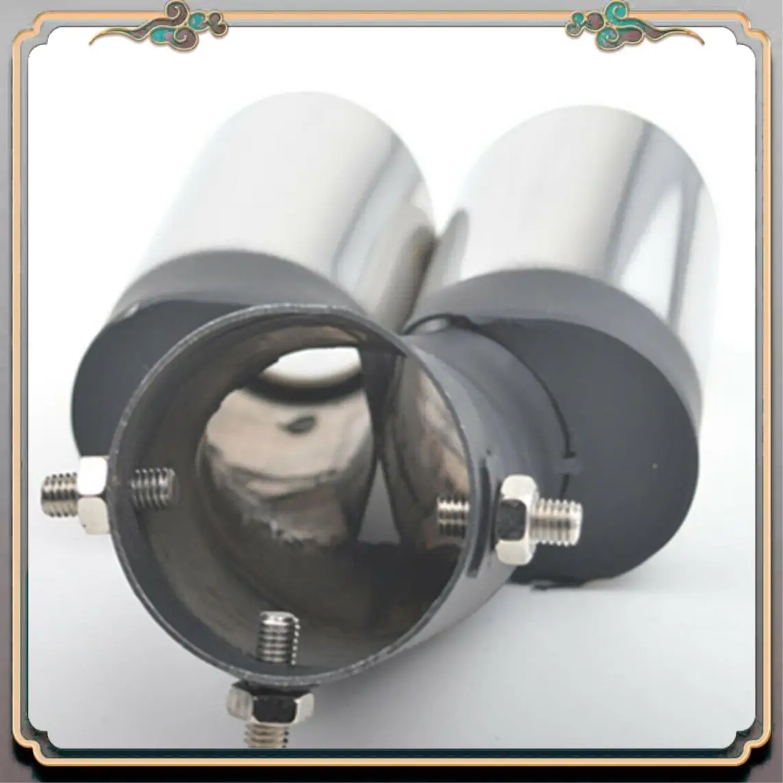 

Reliable-Car Universal 63Mm Stainless Steel Dual Outlet Exhaust Pipe Muffler Tail Throat Muffler Tip Pipe Grilled Black