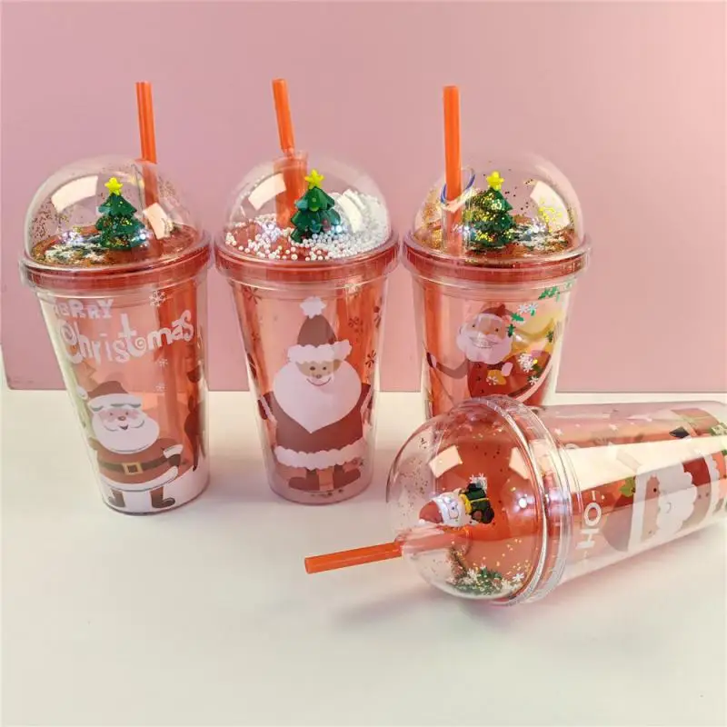 Christmas Cup with Lid Straw Insulated cup/plastic cup Coffee Milk tea juice Mug Xmas Cup Water Bottle Christmas Gift Wholesale