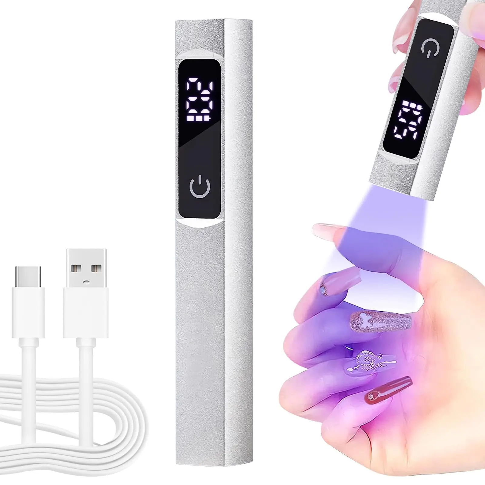 Handheld UV Led Nail Lamp Portable Mini Nail Dryer For Curing Nail Gel Nail Polish Manicure Flashlight with USB Charging