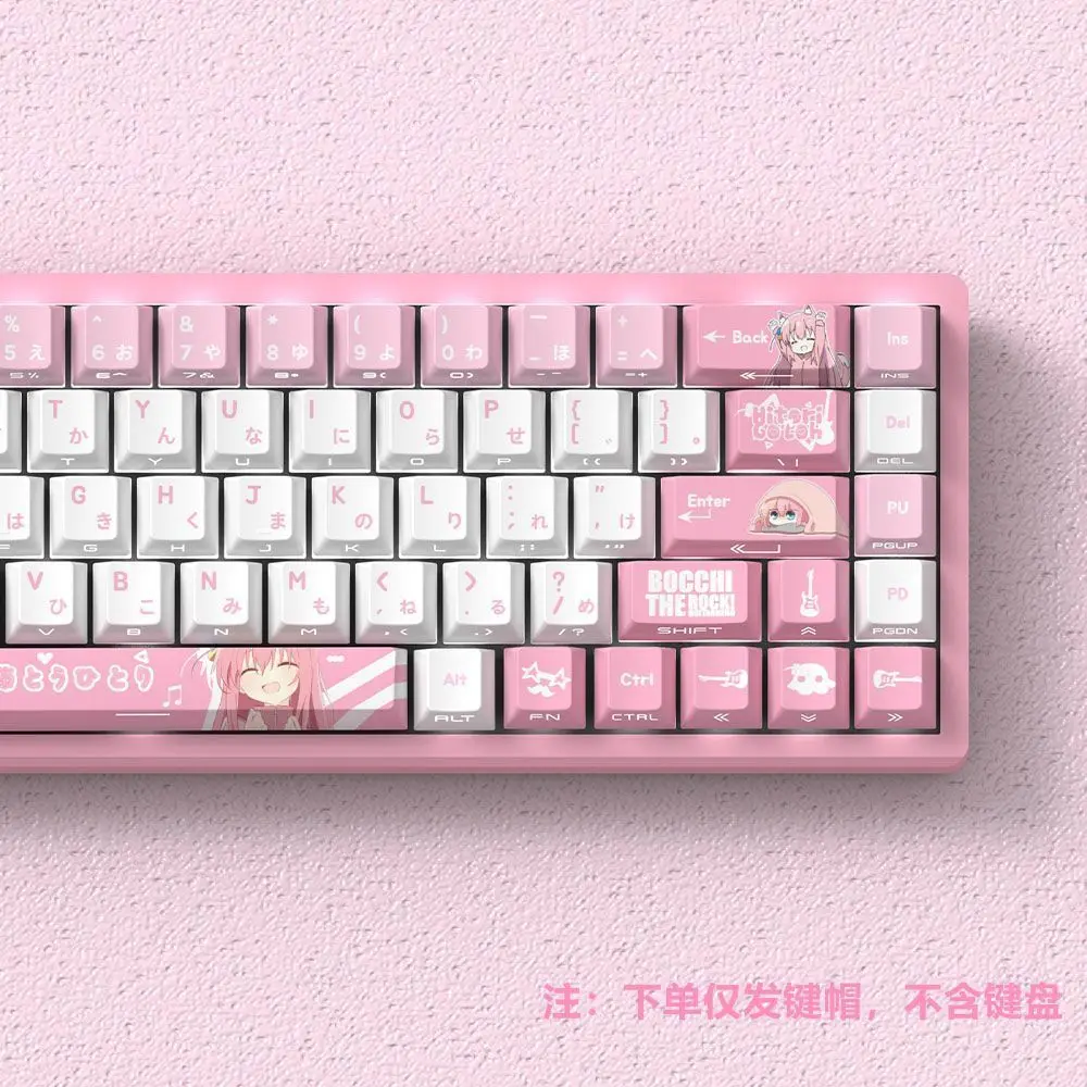 74 Kes Gitar Hero Tembus Tombol Anime Sisi Cetak Tombol PBT Dye-Sub Cherry untuk Keyboard Mekanis Wooting 60 65 68